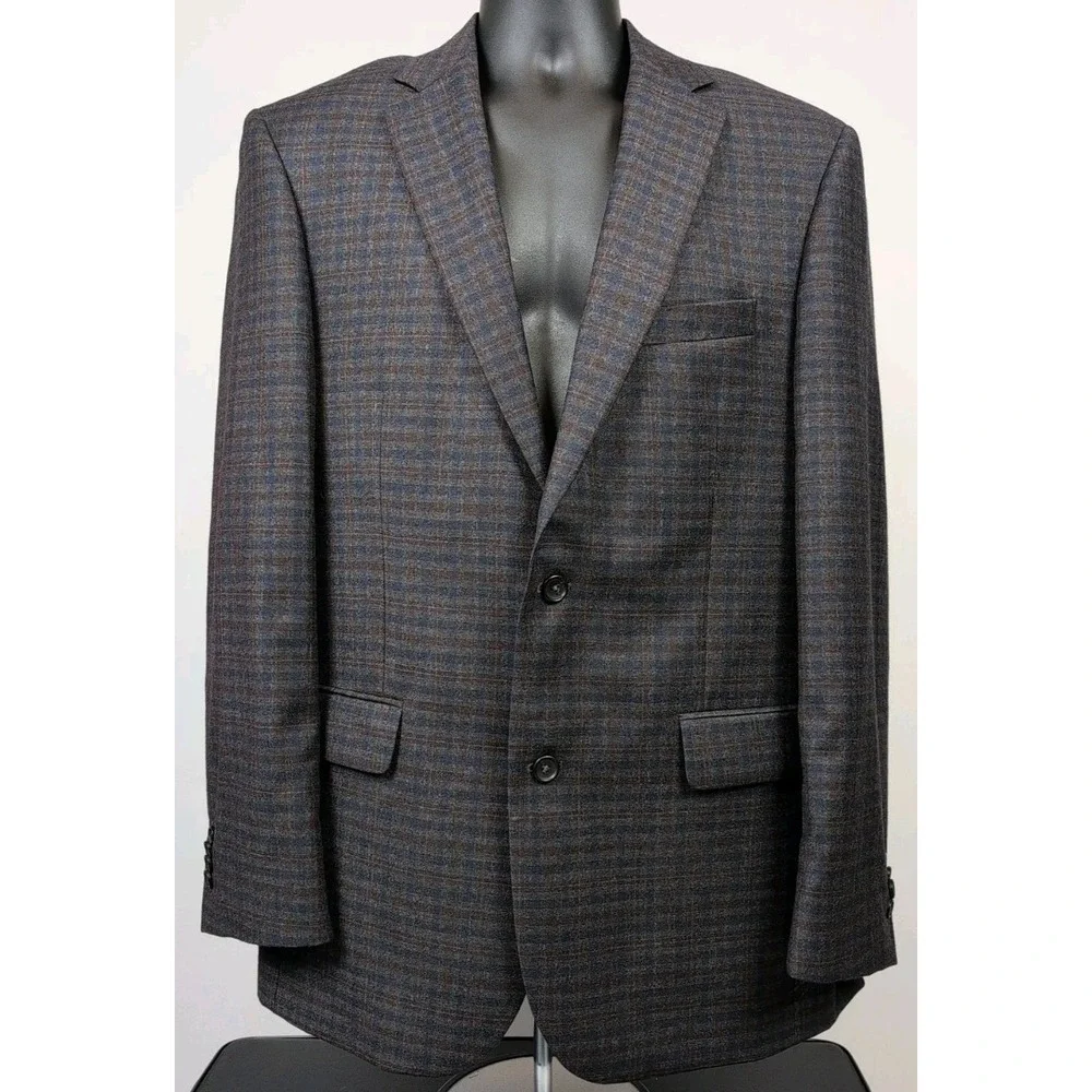 Jos A Bank‎ Reserve E. Thomas Cashmere Wool Check Sport Coat Sz 42L Tailored Fit